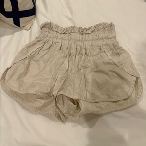 FP Movement Women's Cream Ruffle Waist Shorts